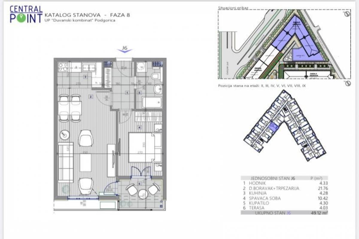 Podgorica, Central Point, jednosoban stan u fazi 8